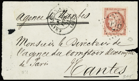 N°49d 80c groseille obl. GC sur devant de lettre de