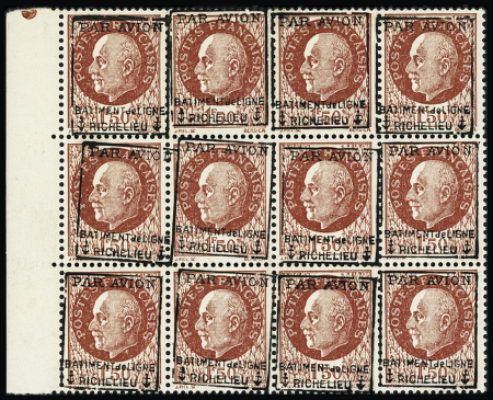 N°3 1f50 brun-rouge, bloc de 12 BDF, neuf **, TB