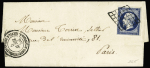 N°14 OBL grille + CAD "Corps expéditionnaire d'Italie 2e division" (5 avril 56) sur lettre. TB
