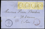 TUNIS N°59, bande de 4, OBL GC 5107 + CAD perlé "Tunis"