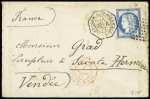 Col. Gen. N°23 OBL losange de points muet + CAD octogonal "Corr. D.armees Pte à Pitre" (1877) sur lettre. Rare et TB