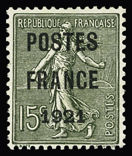 N°34 15c vert-olive POSTES FRANCE 1921, TTB. Signé