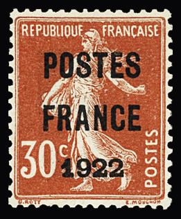 N°38 30c rouge POSTES FRANCE 1922, bien centré, TTB.