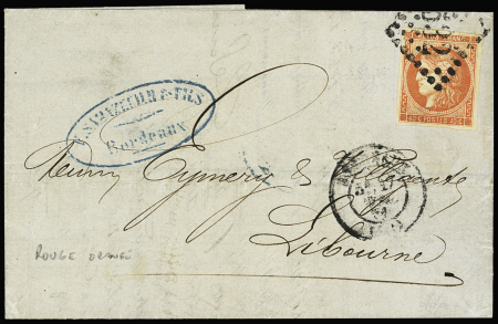 N°48c 40c rouge-orange obl. GC 532 sur lettre de Bordeaux