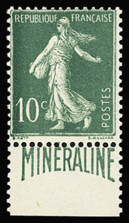 N°188A, 10c vert Minéraline, bon centrage, **, TTB