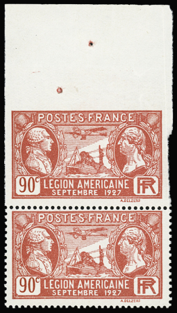 N°244d 90c Légion américaine, non dentelé tenant à
