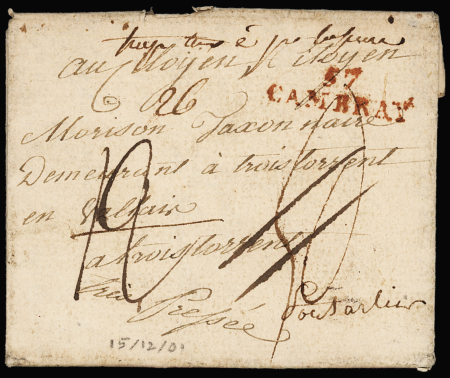Marque manuscrite "Deb de Pontarlier" (L n°5 - an 4) ind 18. TB