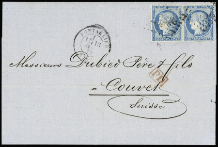 N°37 en paire OBL GC 2964 + T17 Pontarlier (1872)