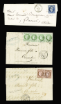 Joli lot de 18 lettres de Pontarlier pour Couvet (Suisse) la plupart au tarif frontalier avec affranchissements variés (Empire et Cérès dentelés, type Sage) dont doubl port. TB