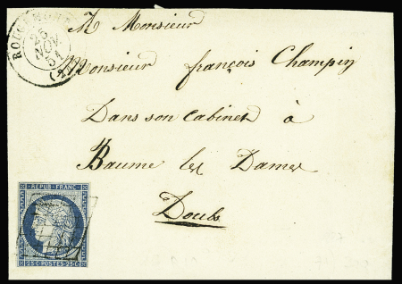 N°4 (touché en bas) OBL grille + T15 Rougemont (1851)