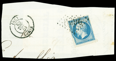 GARD GC 2659 sur n°14 sur fragment avec CàD T15 de Nîmes 19 déc. 62, obl. anticipée du GC, la plus ancienne connue, TB