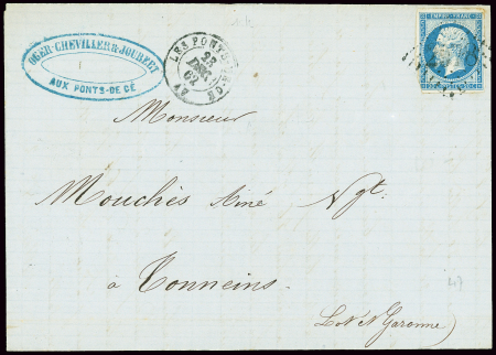 MAINE-ET-LOIRE GC 2978 sur n°14 sur lettre avec CàD
