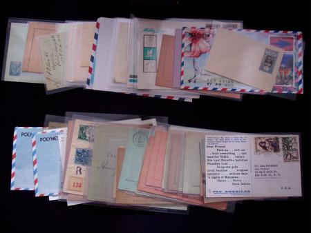363 plis d'Océanie et Polynésie : entiers postaux toutes époques, Daguins, oblitérations classées par iles, poste aux armées, premiers vols, FDC et carte maximum. Bel ensemble à voir