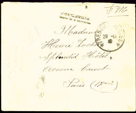 Lettre en franchise avec CAD "trésor et postes" (29.11.1918) + griffe de fortune "Charleville libérée le 9 novembre". TB