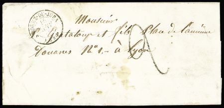 Lettre avec T15 Morez 15 janvier 1849 + taxe tampon
