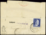 Carte-lettre Feldpost d'un déporté français AFF Allemagne n°717 OBL Weimar-Buchenwald (1944) avec griffe noire "Postprufer 10". TB