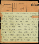 Télégramme codé de Washington signé Cordell Hull pour le Maroc avec CAD de Casablanca (20.1.42) (préparatifs du débarquement US en AFN). TB