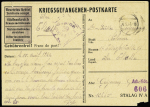 Entier carte postale (petit défaut d'angle) illustrée "Mutuelle du stalag IV A tout pour nos enfants" (GUE K2) OBL (1944)