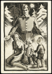 Entier carte postale avec illustration sepia du stalag VII B Noël 1941 (GUE K 8) OBL (1943). TB
