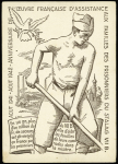 Entier carte postale avec illustration brune "anniversaire de l'œuvre d'assistance aux familles des prisonniers du stalag VII B (GUE K 9) OBL (1942). TB