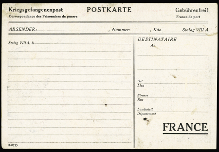 Entier carte postale avec illustration en couleurs "au profit des familles nécessiteuses du stalag VIIIA" (GUE K 11). TB