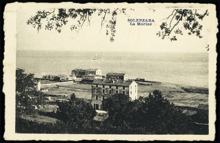 Algérie n°48 en paire OBL mec "Bastia Corse" (13.5.44) sur carte postale pour Bougie. TB