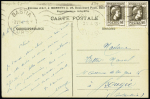 France n°634, 60c Marianne en paire OBL Bastia Corse (3.7.1944) sur carte postale pour Bougie (usage précoce en Corse avant la mise en vente sur le continent le 15.11.44). TB