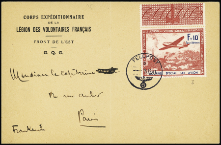 LVF n°3 OBL CAD "Feldpost" (15.12.41) sur lettre à en-tête "corps expéditionnaire de la légion des volontaires français - front de l'est GQG". TB