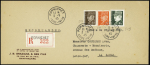 3 env. recommandées format américain AFF divers Pétain et Mercure OBL Pornichet (3.5.45 - 21.4.45 - 7.4.45). TB