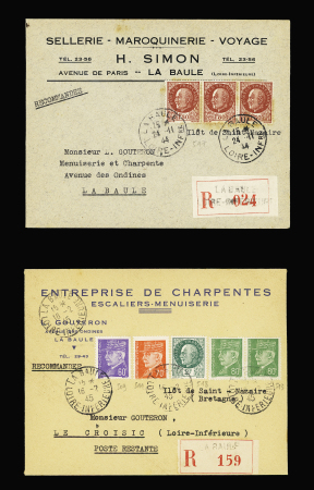 2 lettres AFF divers Pétain OBL La Baule (24.11.44 et 16.2.45). TB