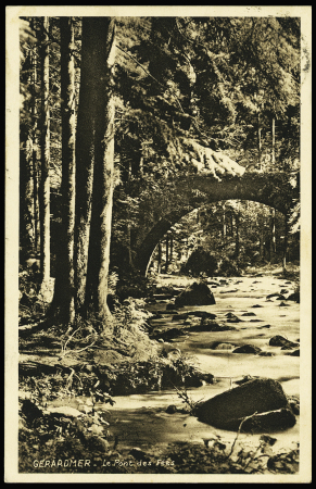 N°517 OBL "Gerardmer Vosges" (1942) + Daguin à gauche "Gerardmer la perle des Vosges station climatique" sur carte postale. Rare (les Daguins avaient été supprimés à l'automne 1940). TB