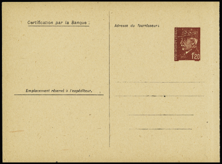 CP 1F20 Pétain 1000 points textiles (PET D9 a) neuve. Cote 425€
