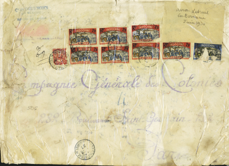 N°132 + 145 (def) + 146, 7 pièces (2 ex def) OBL Saïgon