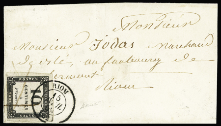 N°2 annulée à la plume + CAD type 15 "Riom (62)" (1859)