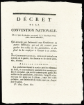 11 DECRETS sous LA REVOLUTION relatifs à l'Organisation de la GENDARMERIE NATIONALE: indemnités des jours de garde, nouvelles Compagnies gendarmes à pied 17 août 1792, gendarmes préposés à la garde des détenus é