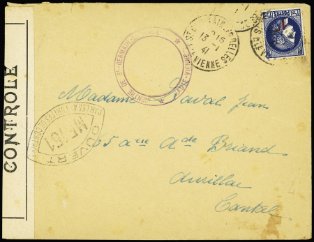 N°372 OBL St Germain les Belles (1941) sur lettre avec