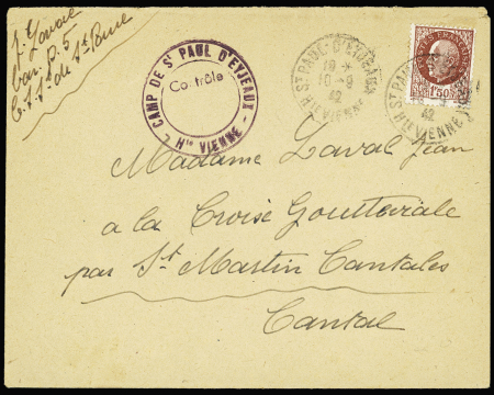 N°517 OBL sur lettre d'un interné politi
