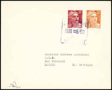 N°885 + 887 OBL carrée bleue "Air France