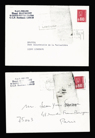 N°1816 OBL Libourne (1974) sur 2 lettres