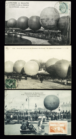 3 cartes postales avec ballons ronds bon