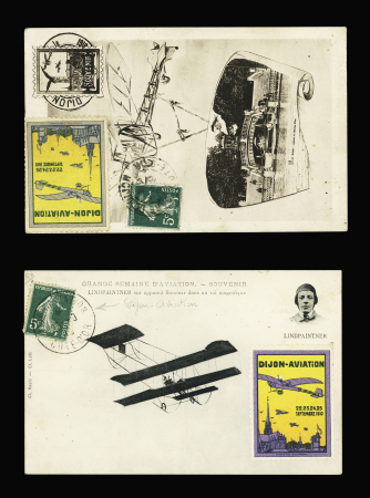 2 CP avec vignette violet et jaune Dijon