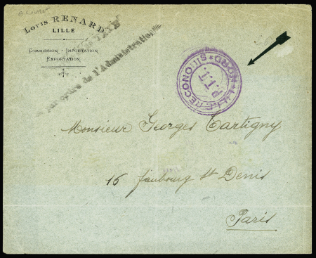 Lettre en franchise avec cachet violet "