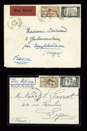 2 lettres par avion Rabat - France (1920