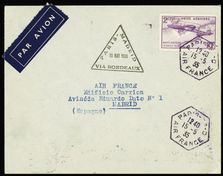 PA n°7 OBL hex "Paris 96 C Air France" s