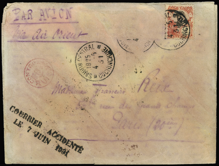 Lettre de Saïgon pour Paris avec griffe
