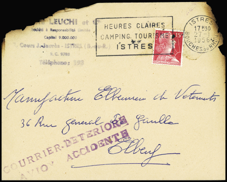 27.1.1956 Lettre AFF n°1011 OBL Istres po