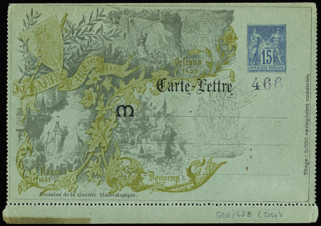 Carte lettre 15c Sage bleu sur carton bl