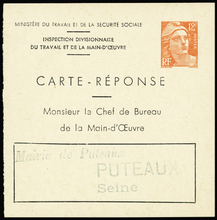 Carte réponse 12F Gandon orange (GAN 2F 