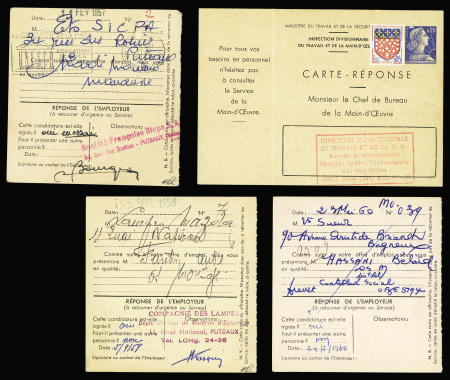 4 cartes réponse de main d'œuvre Muller 