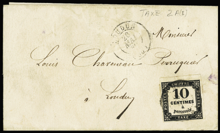 N°2A OBL CAD T15 Loudun (1860) sur lettre. TB. Cote